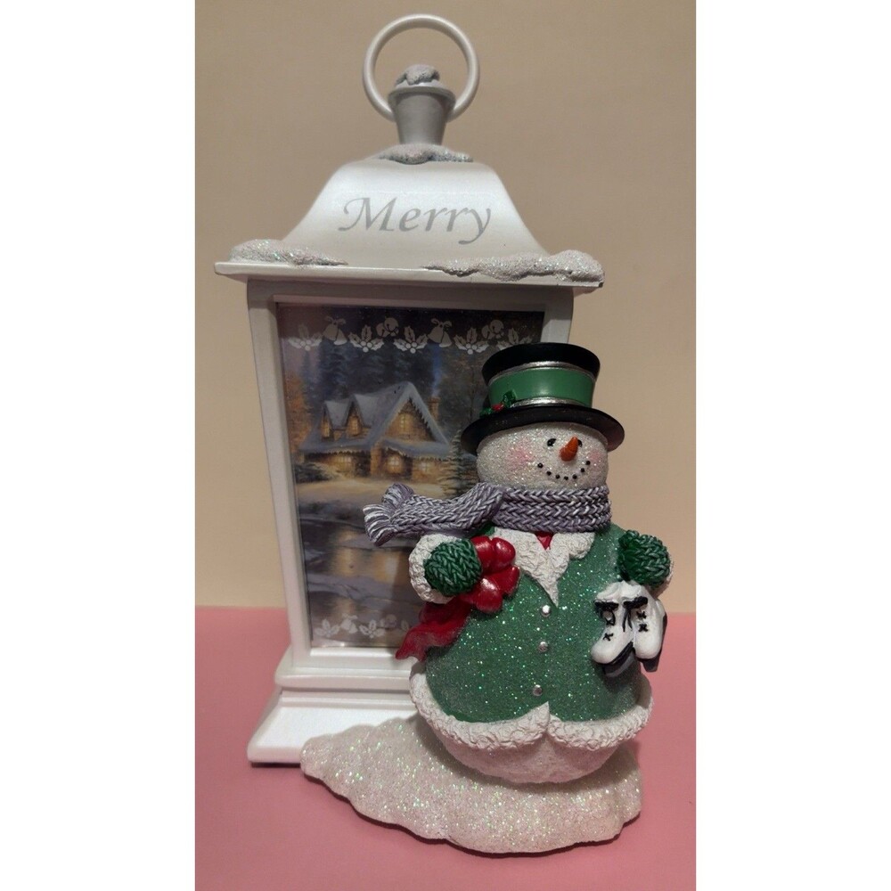 Bradford Exchange Snowman Lights Up Merry Holiday Lantern by Thomas Kinkade Box